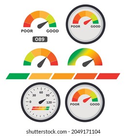 Credit-Score-Indikatoren und -Messwerte, Vektorset eps10