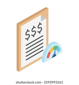 Credit Score isometric 3d, mini illustration icon, use for modern concept, UI or UX kit, web and app development. related to business, finance, economy..