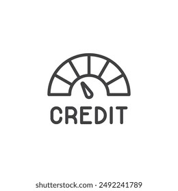 Credit Score line icon. linear style sign for mobile concept and web design. Gauge showing credit score range outline vector icon. Symbol, logo illustration. Vector graphics
