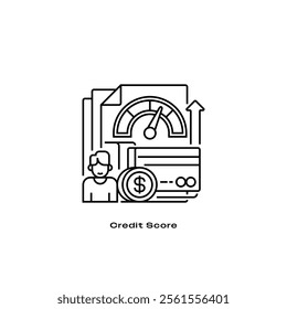 Credit Score Line Icon. linear style sign for mobile concept and web design. Outline vector icon.