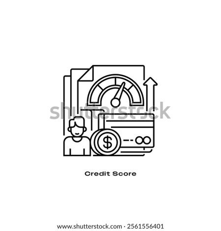 Credit Score Line Icon. linear style sign for mobile concept and web design. Outline vector icon.