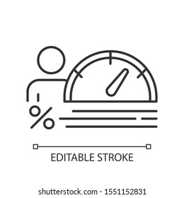 Credit score linear icon. Increasing interest rate diagram. Finances infographic. Economy chart with arrow. Thin line illustration. Contour symbol. Vector isolated outline drawing. Editable stroke