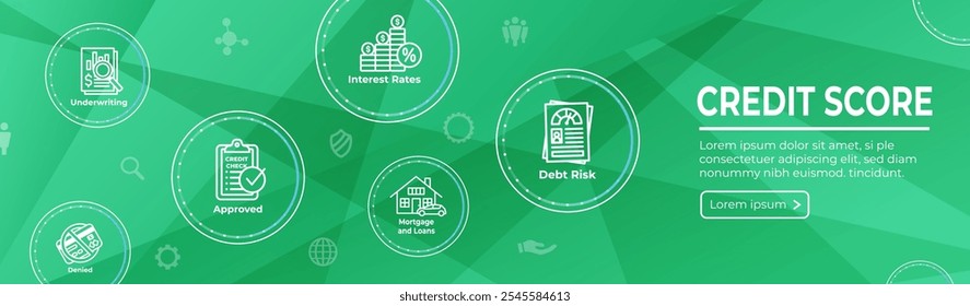 Credit Score für Kredit-Refinanzierung - Application Icon Set und Web-Banner