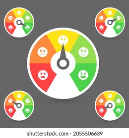 Credit score meter with color levels from poor to good. Rating customer satisfaction indicators. Abstract concept graphic element of tachometer, speedometer and indicators.