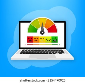 Credit score meter with different emotions vector concept isolated on white background