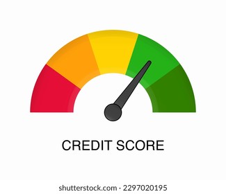 Credit score meter. Gauge, business report concept. Excellent, good, bad, poor level scale. Credit rating performance design. Vector illustration. Vector illustration