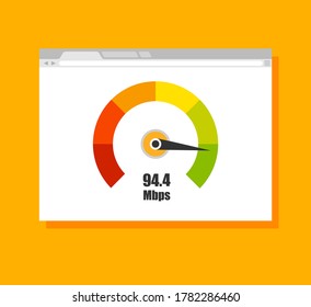 Credit score meter. Web browser template with speed test on it. Isolated vector illustration.