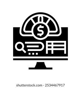 credit score monitoring budget planning glyph icon vector. credit score monitoring budget planning sign. isolated symbol illustration