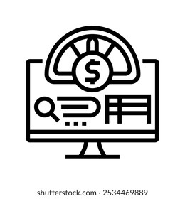 credit score monitoring budget planning line icon vector. credit score monitoring budget planning sign. isolated contour symbol black illustration