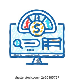 vetor de esboço do ícone de doodle de planejamento de orçamento de monitoramento de pontuação de crédito. símbolo isolado ilustração