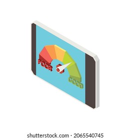 Credit score mortgage loan isometric composition with smartphone and screen rank vector illustration