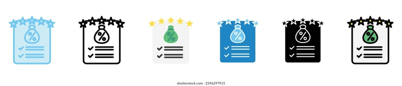 Credit Score multi style icon set, mini illustration. use for modern concept, print, UI, UX kit, web and app development. Vector EPS 10, related to money investment, finance, economy, business.
