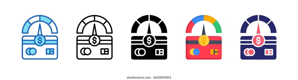 Colección de conjunto de iconos de estilo múltiple de puntuación de crédito.