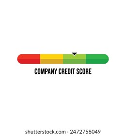 Credit score ranges icon. Loan rating scale with levels from poor to excellent. Fico report dashboard with arrow isolated on white background. Financial capacity assessment. Vector flat illustration