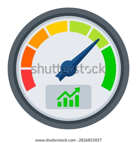 Credit score rating gauge concept showing digital gauge meter pointing max for financial risk assessment, banking, and automated loan approval.