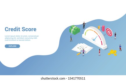 credit score or rating isometric for website template or landing homepage banner - vector