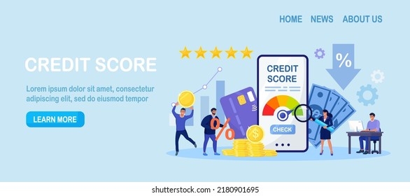 Credit Score, Rating. People Examining Client Creditworthiness Report With Credit History . Bank Analysts Evaluating Ability Of Prospective Debtor To Pay Debt. Payment History Data Meter. Loan Mortage