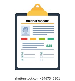 Credit score report in clipboard. Finance history. Business report concept. Credit rating