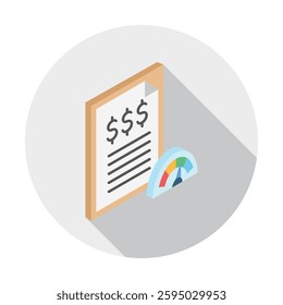 Credit Score rounded isometric 3d, mini illustration icon, use for modern concept, UI or UX kit, web and app development. related to business, finance, economy..