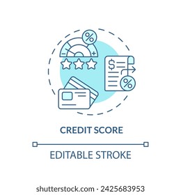 Credit score soft blue concept icon. Analysis of credit files. Creditworthiness. P2P lending. Round shape line illustration. Abstract idea. Graphic design. Easy to use in marketing