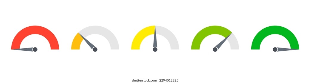 Credit score speedometer icon set
