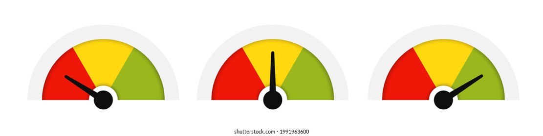 Credit score speedometer or measurement icon set