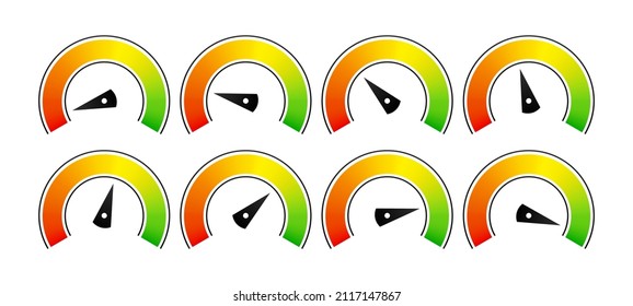 Credit score speedometer set on white background. Vector illustration