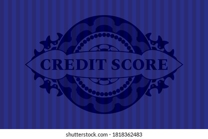 Credit score text inside Blue badge. Bars luxurious background. Intense illustration. 