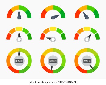 Credit Score vector gauge. Different arrow position.