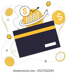 Credit score vector illustration. Personal finance becomes captivating novel, with credit score metaphor narrating tale The rate financial success is measured by beats in credit scores rhythmic dance