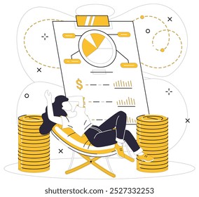 Credit score vector illustration. Personal finance journeys through pathways credit scores, mapping out success Credit scores are seeds financial growth, blossoming into trees economic prosperity