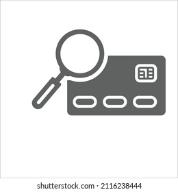 Credit, search icon. Gray vector graphics.