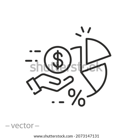credit share, pay balance owed, payment in installments icon, financial plan, return advance, thin line symbol - editable stroke vector illustration