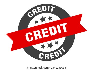 credit sticker . credit black-red round ribbon tag