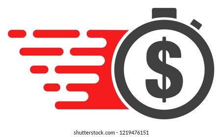 Credit time icon with fast rush effect in red and black colors. Vector illustration designed for modern abstract with symbols of speed, rush, progress, energy.