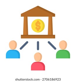 Ilustración vectorial de diseño plano de Credit Union Icon