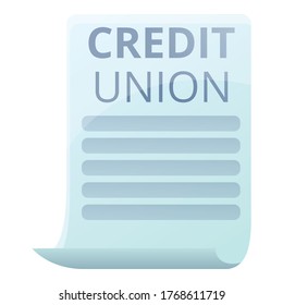 Credit union paper icon. Cartoon of credit union paper vector icon for web design isolated on white background