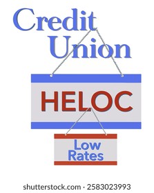 Credit Unions are a great source  for HELOC, home equity line of credit, loans because they are a non-profit cooperative and often have lower rates than banks. This is a 3-d illustration on that topic