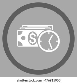 Credit vector bicolor rounded icon. Image style is a flat icon symbol inside a circle, dark gray and white colors, silver background.
