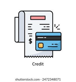 Credit vector filled outline icon style illustration. Symbol on White background EPS 10 File
