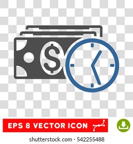 Credit vector icon. Image style is a flat cobalt and gray icon symbol.