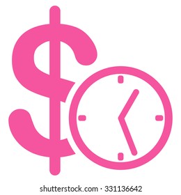Credit vector icon. Style is flat pink symbol, rounded angles, white background.