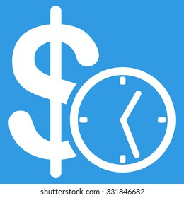 Credit vector icon. Style is flat white symbol, rounded angles, blue background.