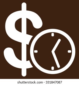 Credit vector icon. Style is flat white symbol, rounded angles, brown background.