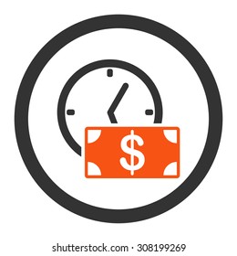 Credit vector icon. This flat rounded symbol uses orange and gray colors and isolated on a white background.