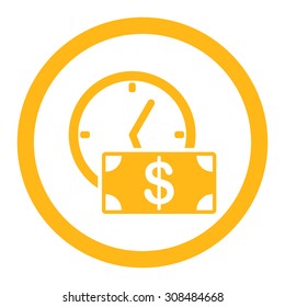 Credit vector icon. This flat rounded symbol uses yellow color and isolated on a white background.