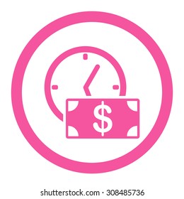 Credit vector icon. This flat rounded symbol uses pink color and isolated on a white background.