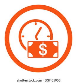 Credit vector icon. This flat rounded symbol uses orange color and isolated on a white background.