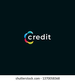 Credit vector logo. Colorful icon. Kaleidoscope design