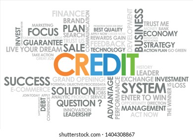 Credit in word cloud and white background
